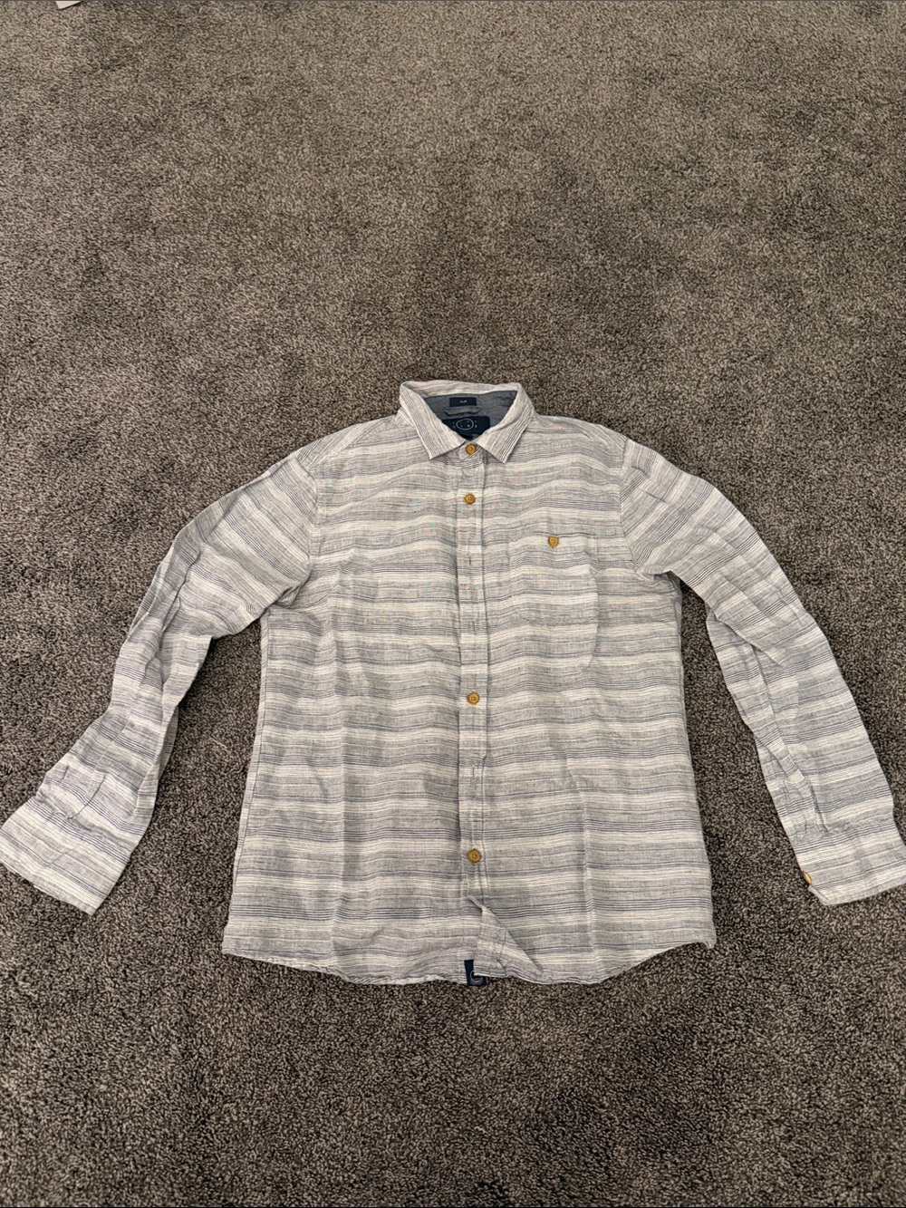 Even Tide Striped Button-Down Linen Shirt - Men’s M Slim